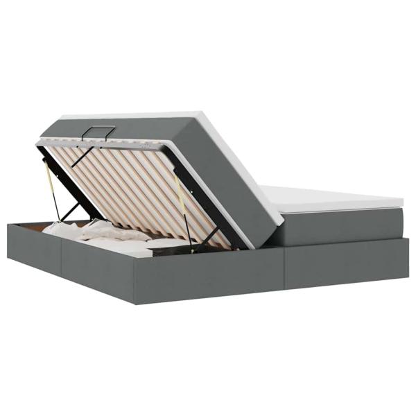 Aufbewahrungsbett mit Matratze Dunkelgrau 200 x 200 cm