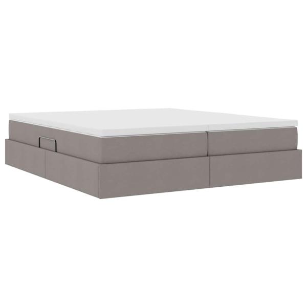 Aufbewahrungsbett mit Matratze Taupe 200 x 200 cm Polyester