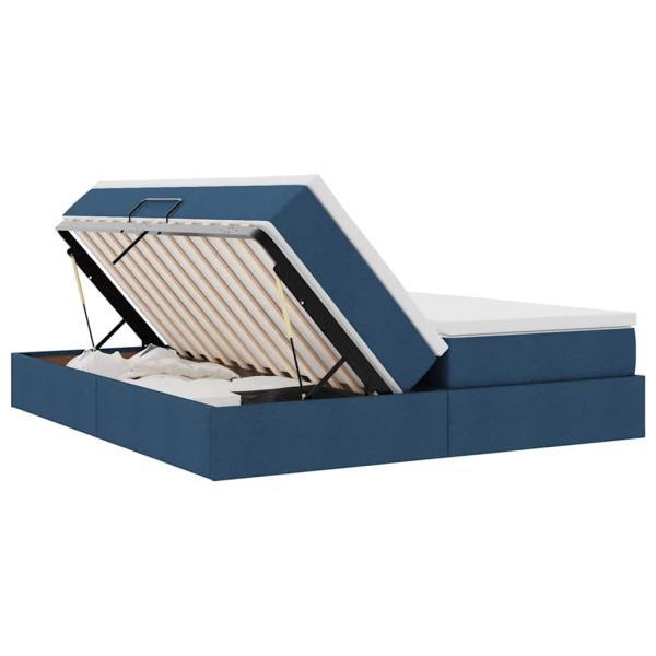 Aufbewahrungsbett mit Matratze Blau 200 x 200 cm Polyester