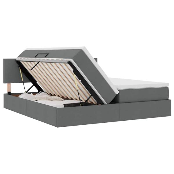 Aufbewahrungsbett Dunkelgrau 200 x 200 cm Kunstleder