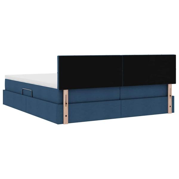 Aufbewahrungsbett mit Matratze Blau 200 x 200 cm Kunstleder
