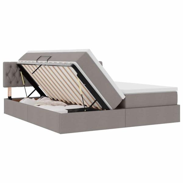 Aufbewahrungsbett mit Matratze Taupe 200 x 200 cm Kunstleder