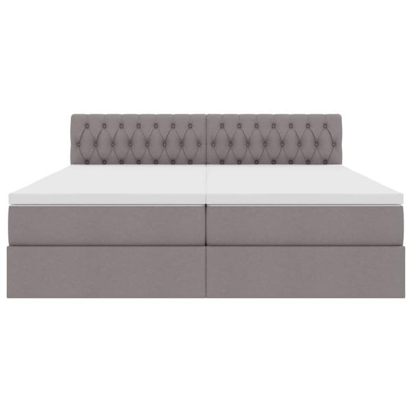 Aufbewahrungsbett mit Matratze Taupe 200 x 200 cm Kunstleder