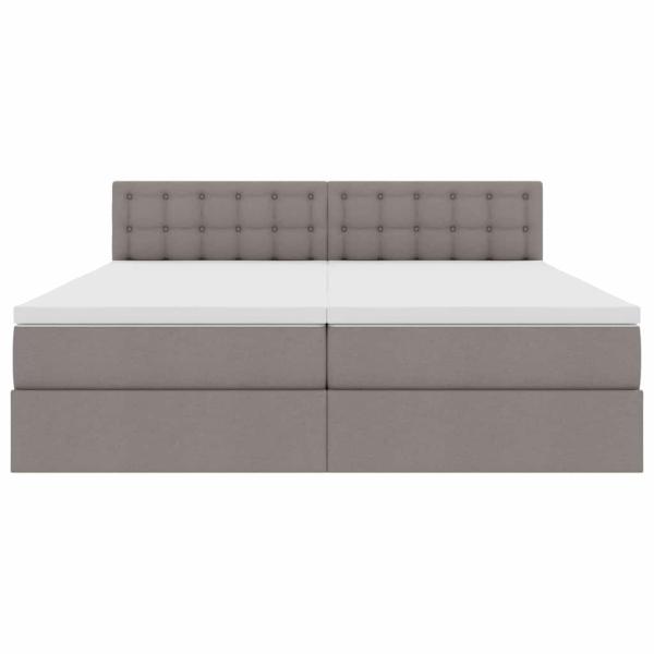 Aufbewahrungsbett mit Matratze Taupe 200 x 200 cm Kunstleder