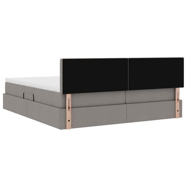 Aufbewahrungsbett mit Matratze Taupe 200 x 200 cm Kunstleder