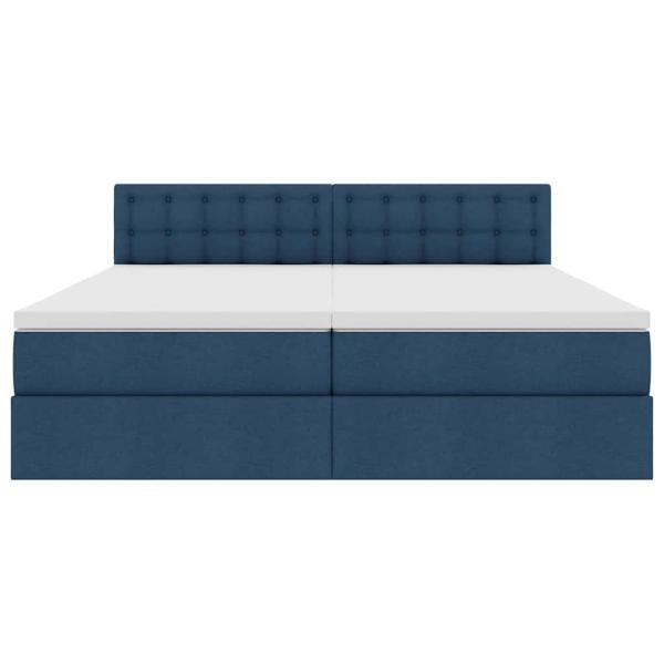 Aufbewahrungsbett mit Matratze Blau 200 x 200 cm Kunstleder