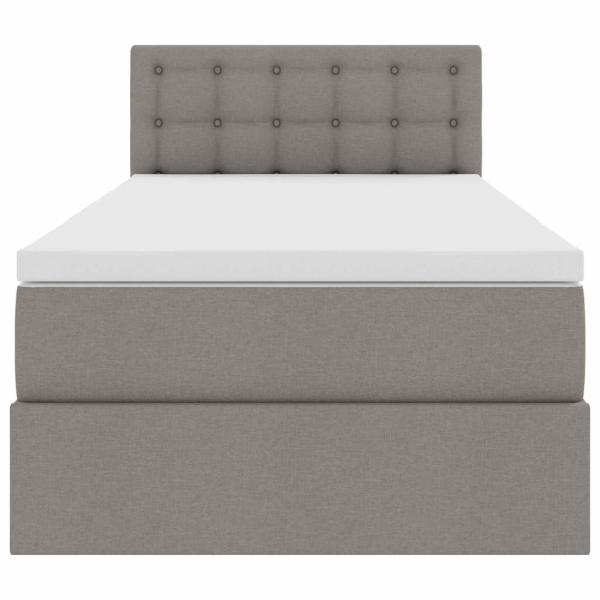 Bett mit Stauraum und LED mit Matratze Taupe 100 x 200 cm Stoff