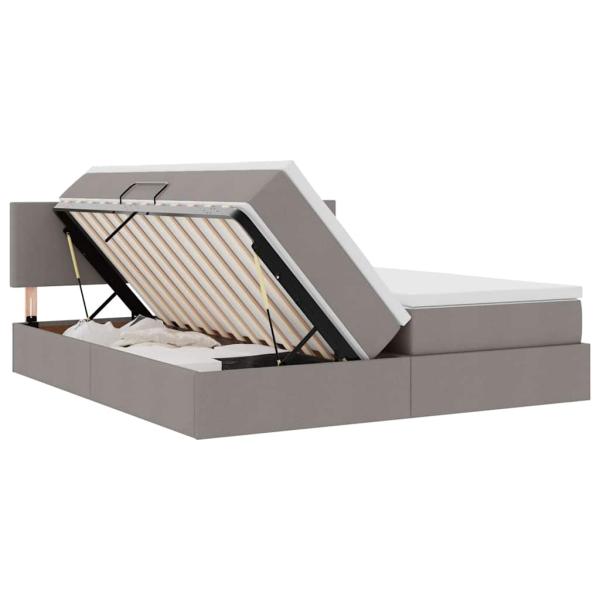 Bett mit LED-Lichtleisten mit Kopfteil Taupe 180 x 200 cm Stoff