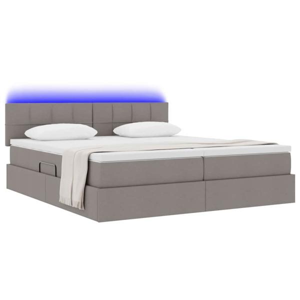 Bett mit LED-Lichtleisten mit Kopfteil Taupe 180 x 200 cm Stoff