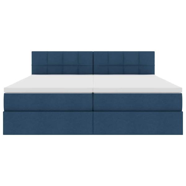 Bett mit LED-Lichtleisten mit Kopfteil Blau 180 x 200 cm Stoff