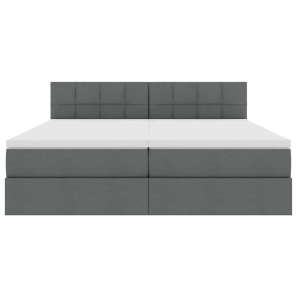 Bett mit LED-Lichtleisten Dunkelgrau 200 x 200 cm Stoff