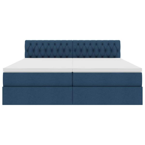 Bett mit LED-Lichtleisten mit Kopfteil Blau 200 x 200 cm Stoff