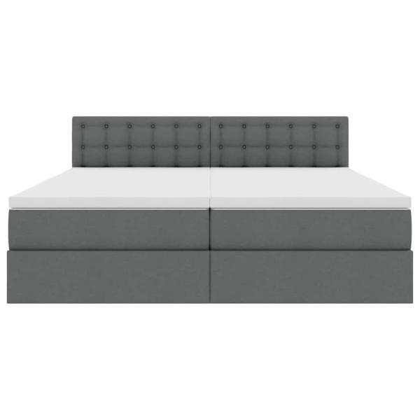 Bett mit LED-Lichtleisten Dunkelgrau 200 x 200 cm Stoff