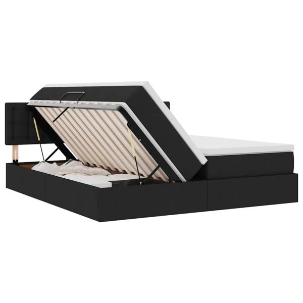 ARDEBO.de - Bett mit LED-Lichtleisten Schwarz 200 x 200 cm Stoff