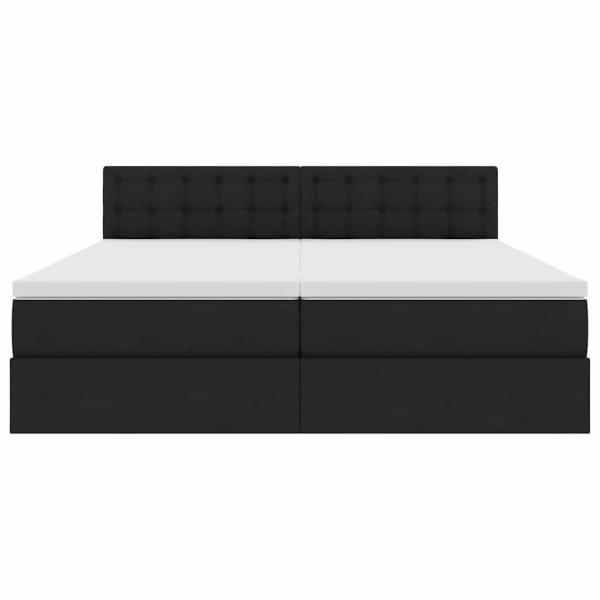 Bett mit LED-Lichtleisten Schwarz 200 x 200 cm Stoff