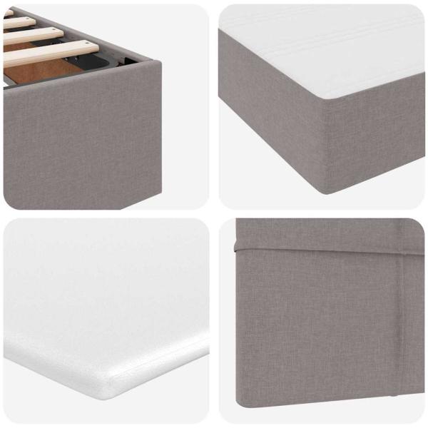 Aufbewahrungsbett mit Matratze Taupe 90 x 200 cm Polyester