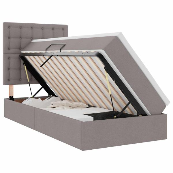 Aufbewahrungsbett mit Matratze Taupe 90 x 200 cm Polyester