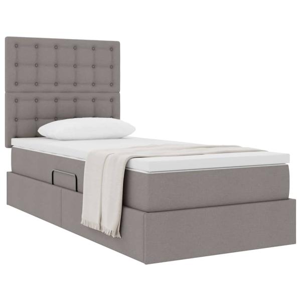 Aufbewahrungsbett mit Matratze Taupe 100 x 200 cm Stoff