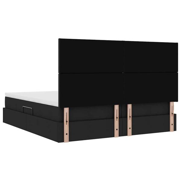 Aufbewahrungsbett mit Matratze Schwarz 200 x 200 cm Kunstleder