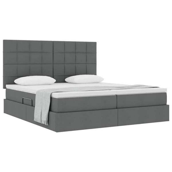 Aufbewahrungsbett mit Kopfteil Dunkelgrau 200 x 200 cm Stoff
