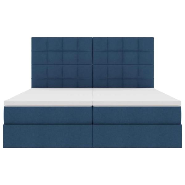 Aufbewahrungsbett mit Matratze Blau 200 x 200 cm Kunstleder