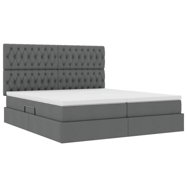 Aufbewahrungsbett mit Kopfteil Dunkelgrau 200 x 200 cm Stoff