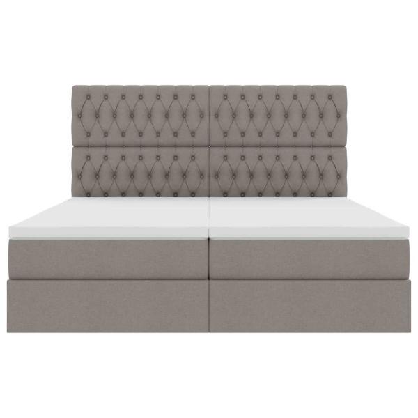 Aufbewahrungsbett mit Matratze Taupe 200 x 200 cm Kunstleder