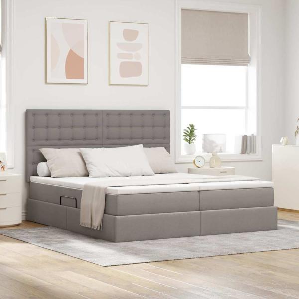 ARDEBO.de - Aufbewahrungsbett mit Kopfteil Taupe 180 x 200 cm Stoff