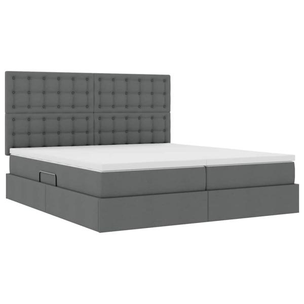 Aufbewahrungsbett mit Kopfteil Dunkelgrau 200 x 200 cm Stoff