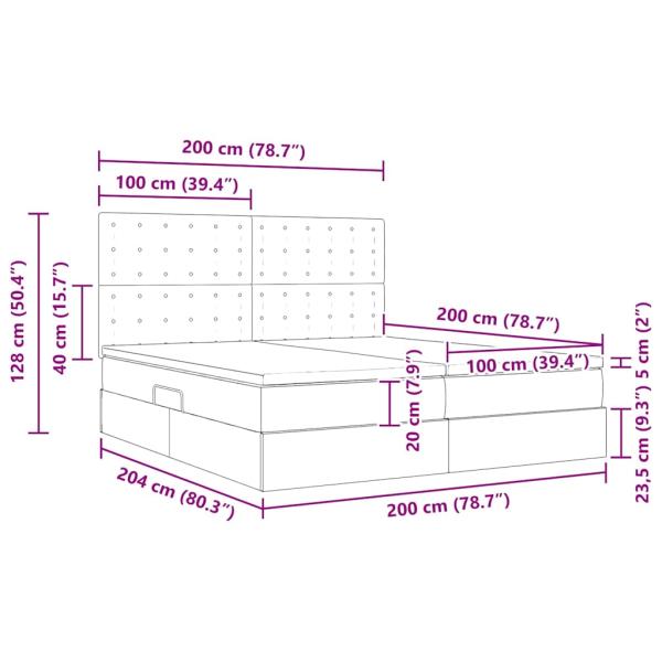 Aufbewahrungsbett mit Matratze Blau 200 x 200 cm Kunstleder