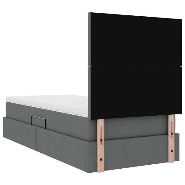 Bett mit Stauraum und LED Dunkelgrau 100 x 200 cm Polyester
