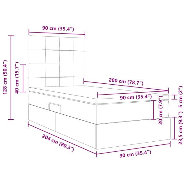 Bett mit Stauraum und LED mit LED Blau 90 x 200 cm Polyester