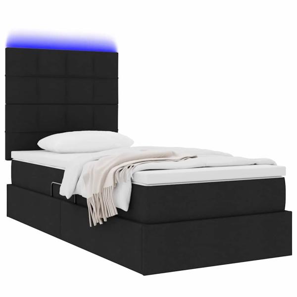 Bett mit Stauraum und LED Schwarz 100 x 200 cm Polyester