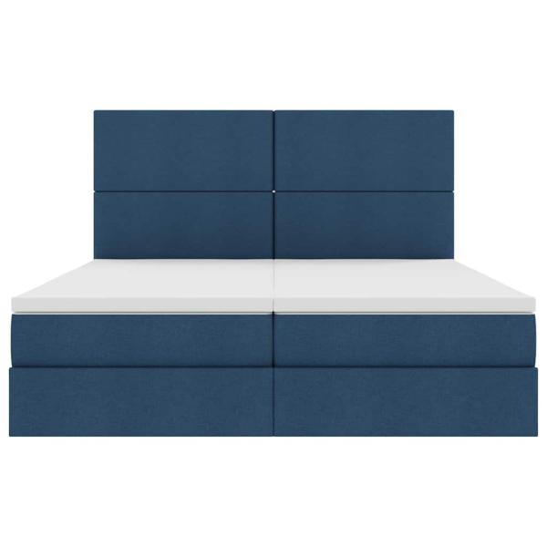 Bett mit LED-Lichtleisten mit Kopfteil Blau 180 x 200 cm Stoff