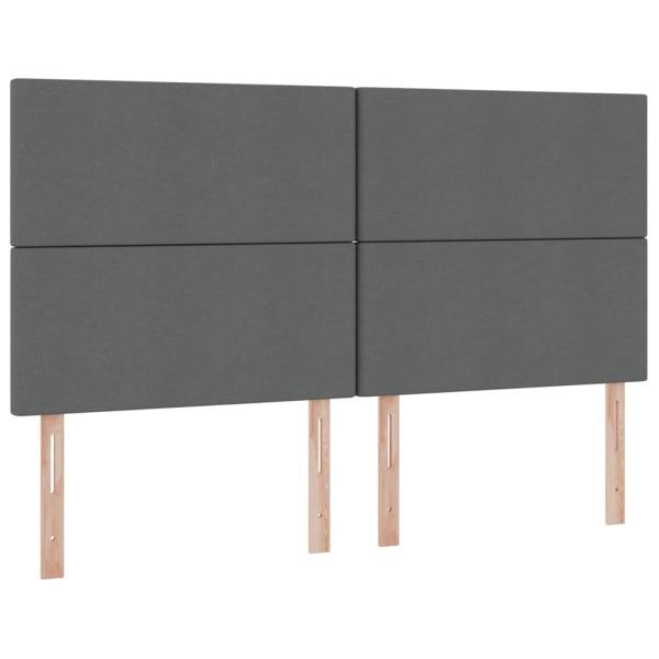 Bett mit LED-Lichtleisten Dunkelgrau 200 x 200 cm Stoff