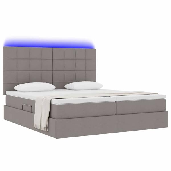 Bett mit LED-Lichtleisten mit Kopfteil Taupe 180 x 200 cm Stoff
