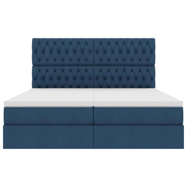 Bett mit LED-Lichtleisten mit Kopfteil Blau 180 x 200 cm Stoff