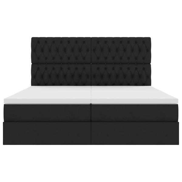 Bett mit LED-Lichtleisten Schwarz 200 x 200 cm Stoff