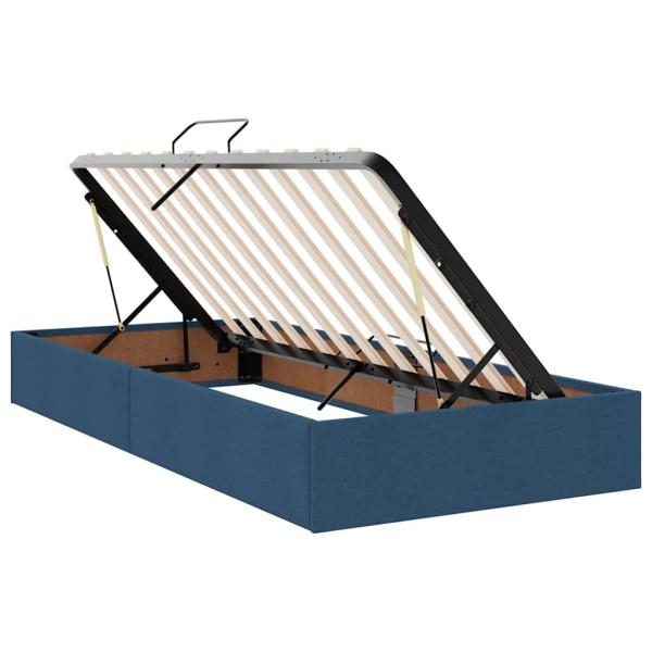 Bett mit LED-Lichtleisten mit Kopfteil Blau 180 x 200 cm Stoff