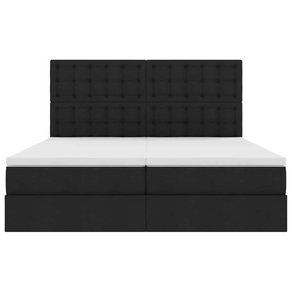 Bett mit LED-Lichtleisten Schwarz 200 x 200 cm Stoff