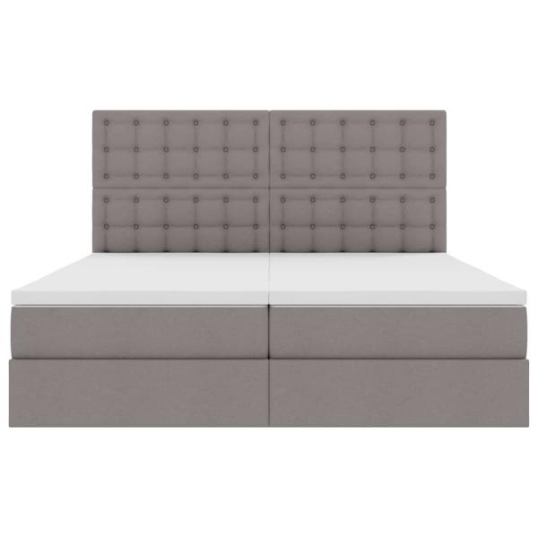 Bett mit LED-Lichtleisten mit Kopfteil Taupe 200 x 200 cm Stoff