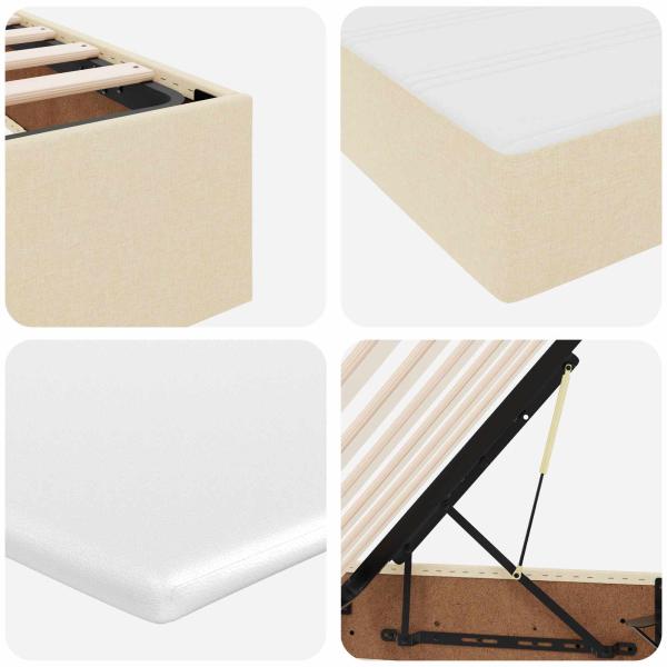 Aufbewahrungsbett mit Matratze Creme 180 x 200 cm Polyester