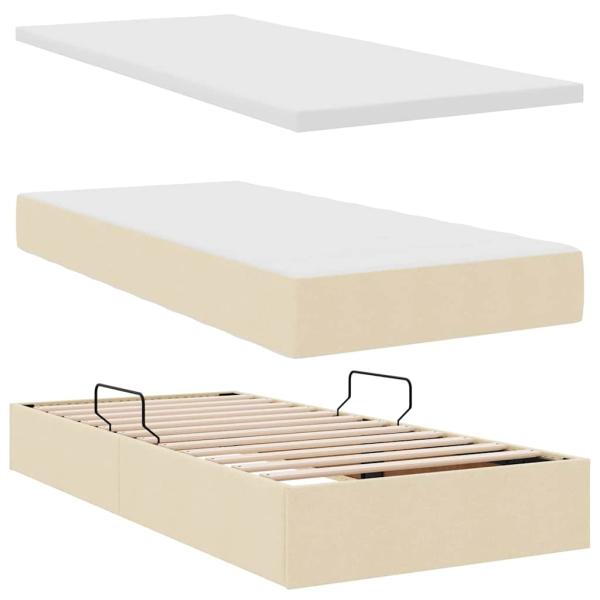 ARDEBO.de - Aufbewahrungsbett mit Matratze Creme 180 x 200 cm Kunstleder