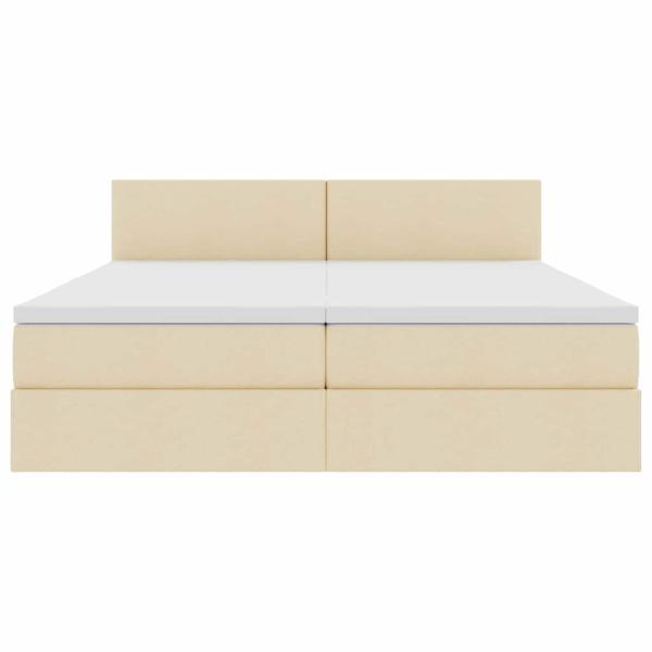 Bett mit LED-Lichtleisten mit Kopfteil Creme 180 x 200 cm Stoff