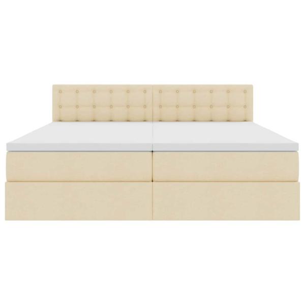 Bett mit LED-Lichtleisten mit Kopfteil Creme 180 x 200 cm Stoff