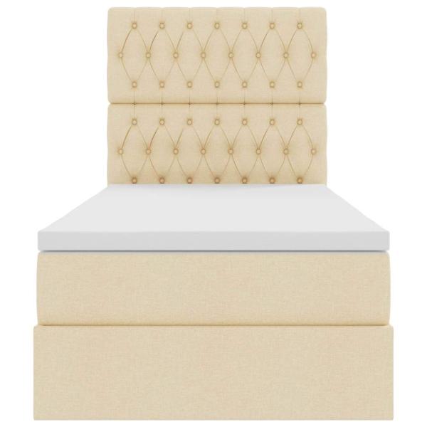 Aufbewahrungsbett mit Matratze Creme 90 x 200 cm Polyester