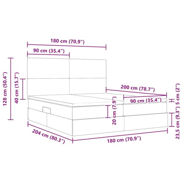 Aufbewahrungsbett mit Matratze Creme 180 x 200 cm Kunstleder