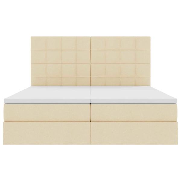 Bett mit LED-Lichtleisten mit Kopfteil Creme 180 x 200 cm Stoff