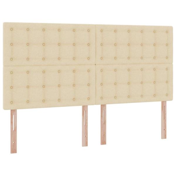 Bett mit LED-Lichtleisten mit Kopfteil Creme 180 x 200 cm Stoff