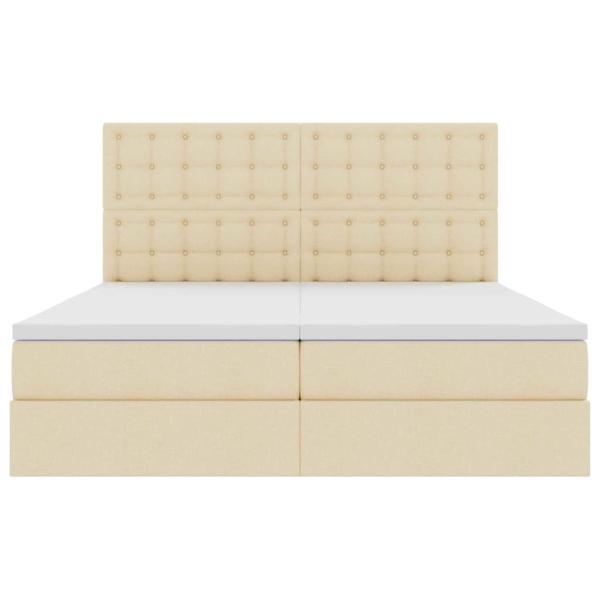 Bett mit LED-Lichtleisten mit Kopfteil Creme 180 x 200 cm Stoff